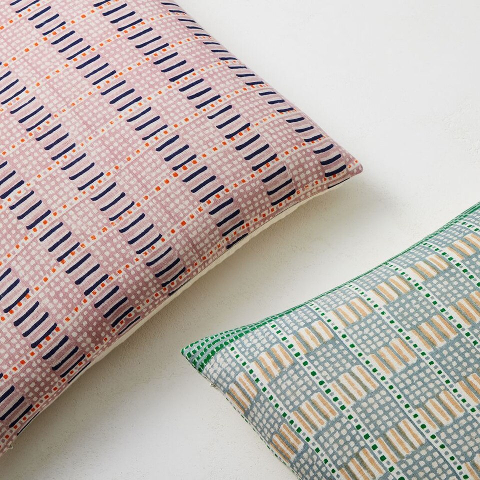 Block Print Grid Cushion Cover West Elm UK